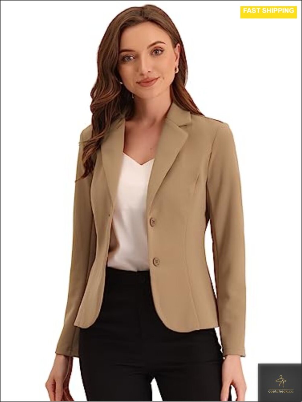 Stretch Knit Work Blazer Notch Lapel Long Sleeve Suit Jacket Office Business